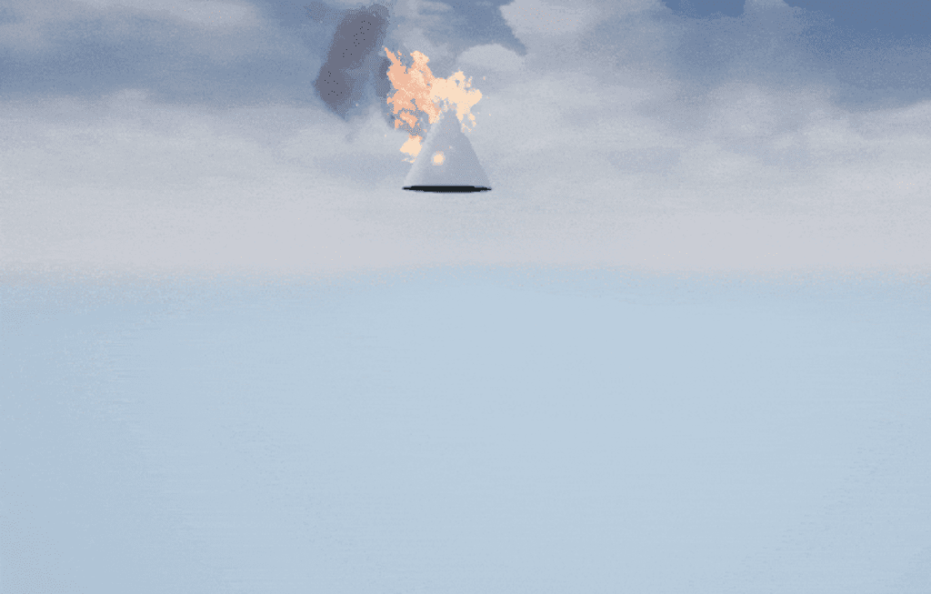 UnrealEngine4 スクリーンショット 燃えている 三角錐 サムネイル