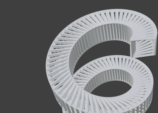 Blender ワイヤーフレーム スクリュー モディファイアー 3DCG モデリング 螺旋階段