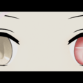 Blender UVワープ モディファイアー 人間 キャラクター 女の子 オッドアイ 赤目 茶色の目 白髪 モデリング 3DCG