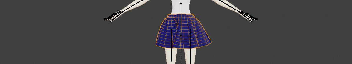 Blender クロス シミュレーション アーマチュア アニメーション 3DCG モデリング スカート 人間