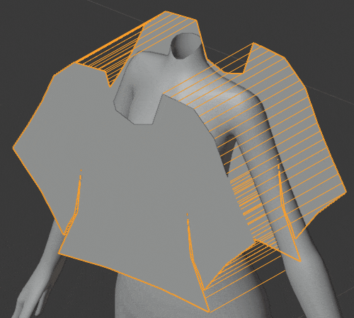 Blender クロス シミュレーション 縫合 トップス 洋服 3DCG モデリング