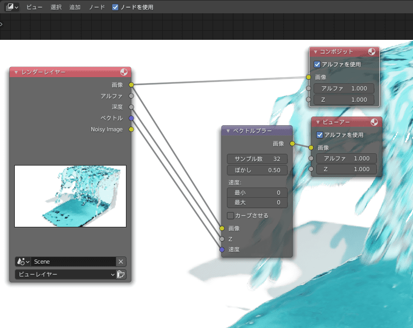 Blender 流体 物理シミュレーション ドメイン 液体 3DCG コンポジター ノード