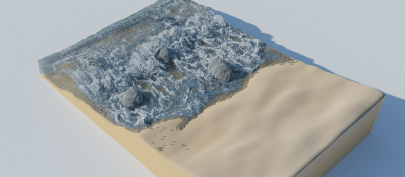 Blender 流体 物理シミュレーション エフェクター 3DCG 海 砂浜