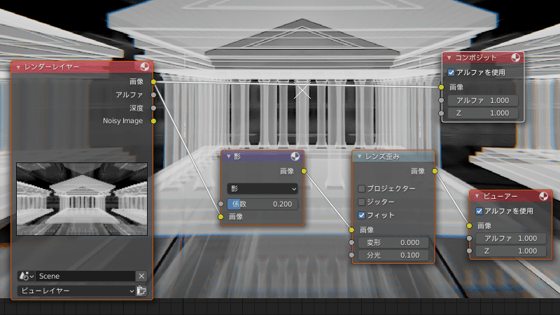 Blender コンポジター コンポジットノード ボリューム 3DCG