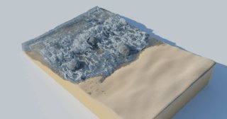 Blender 流体 物理シミュレーション エフェクター 3DCG 海 砂浜